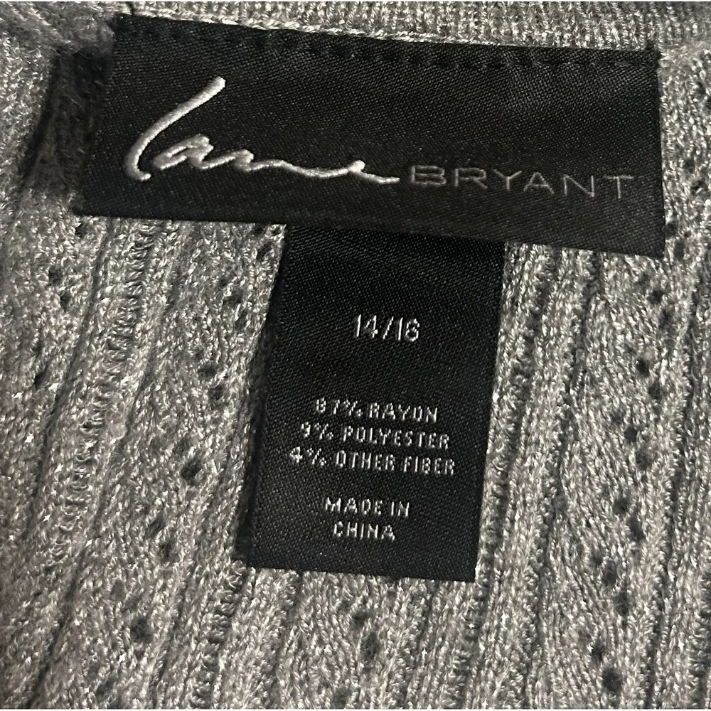 Lane Bryant‎ Womens Sweater Gray SIlver 14/16 Metallic Glam Futurism Casual